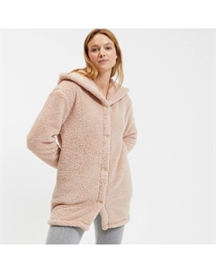 Халат с капюшоном из флисового трикотажа бежевый So'home