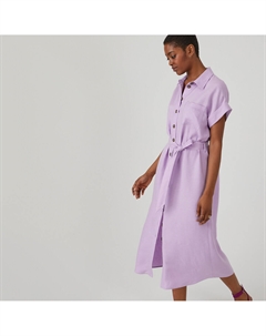 Платье-рубашка из меланжа лиоцелл лен розовый La redoute collections