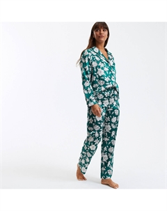 Пижама из сатина с принтом и длинными рукавами разноцветный La redoute collections