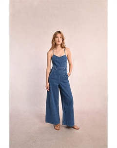 Комбинезон брючный из денима на бретелях синий Laredoute