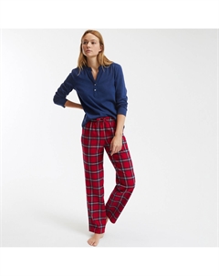 Пижама с однотонным верхом низ из фланели в клетку красный La redoute collections