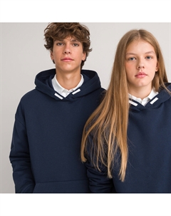 Свитшот с капюшоном оверсайз из мольтона унисекс синий Laredoute