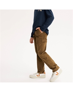 Брюки из вельвета покроя воркер каштановый Laredoute