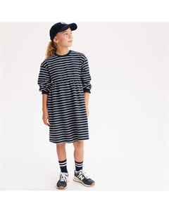 Платье в полоску из мольтона Длинные рукава синий La redoute collections