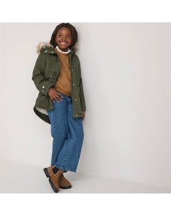 Теплая парка с капюшоном и подкладкой из шерпы зеленый La redoute collections