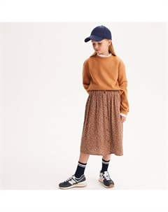 Юбка струящаяся из муслина с анималистическим принтом каштановый La redoute collections