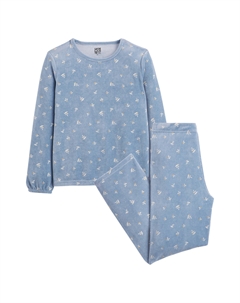 Пижама из велюра с принтом листья и птицы синий Laredoute