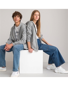 Свитшот на молнии с капюшоном из мольтона унисекс серый La redoute collections