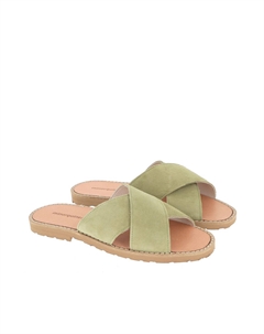 Туфли без задника из кожи на плоской подошве Avarca зеленый Laredoute