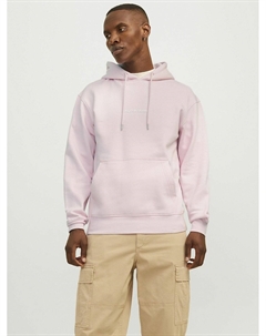 Свитшот свободного покроя с капюшоном розовый Jack & jones