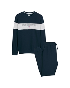 Пижама из мольтона с принтом-надписью в стиле кампус синий La redoute collections