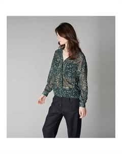 Блузка струящаяся с леопардовым принтом зеленый Laredoute