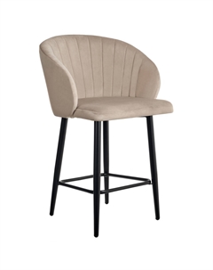 Стул полубарный из велюра и металла бежевый Laredoute
