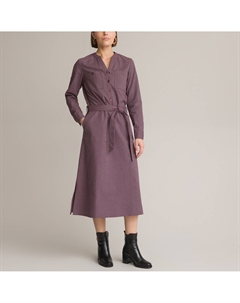 Платье прямое длинное из фланели с длинными рукавами красный Anne weyburn