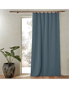 Штора затемняющая из стираного льна с кожаными шлевками Private синий Am.pm.