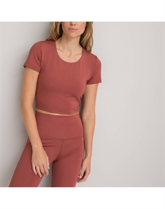 Топ укороченный из микрофибры короткие рукава каштановый La redoute collections