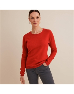 Пуловер с круглым вырезом 100 кашемир красный Laredoute