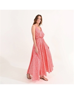 Платье длинное с принтом и V-образным вырезом оранжевый Laredoute