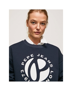 Свитшот с круглым вырезом логотип спереди синий Laredoute