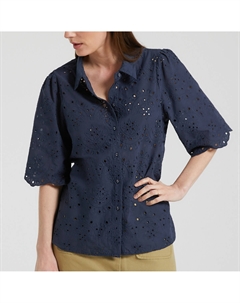 Блузка с широкими рукавами из английской вышивки синий Vero moda