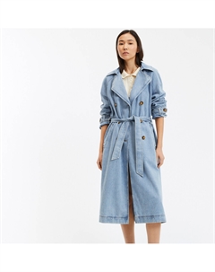 Тренч длинный на пуговицах из мягкого денима синий La redoute collections