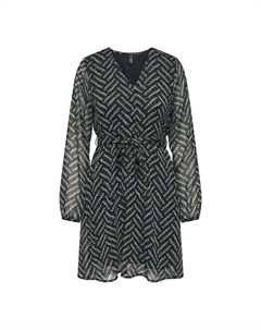 Платье короткое с принтом с завязками зеленый Only