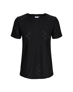 Футболка из английской вышивки черный Jdy