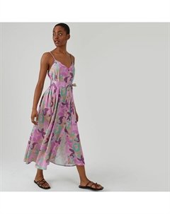 Платье длинное на тонких бретелях на пуговицах розовый Laredoute