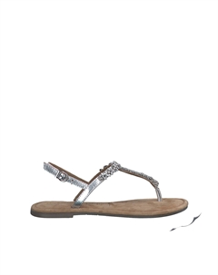 Сандалии с перемычкой из кожи серебристый Laredoute