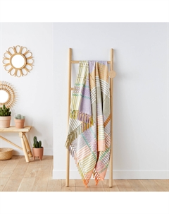 Плед с бахромой из хлопка Bari разноцветный Laredoute