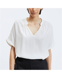 Блузка с V-образным вырезом и короткими рукавами белый Vila