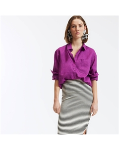 Рубашка свободного покроя льняная Signature MARLENE фиолетовый La redoute collections