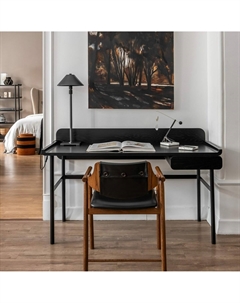 Стол письменный из шпона дуба и металла с блоком розеток черный Laredoute