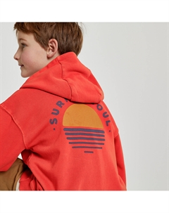 Свитшот с капюшоном из легкого мольтона оранжевый Laredoute