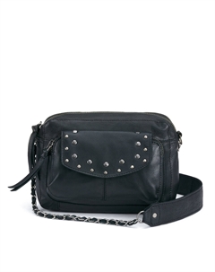 Сумка из кожи с заклепками Nadja черный Laredoute