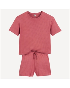 Пижама с шортами из ажурного трикотажа каштановый La redoute collections