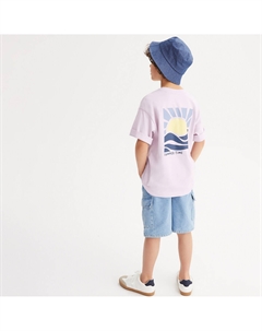 Футболка с круглым вырезом и принтом солнце спереди и сзади розовый Laredoute