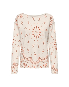 Пуловер с принтом и вырезом-лодочкой белый Only