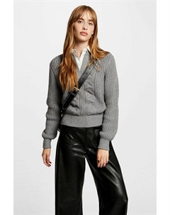 Пуловер с рубашечным воротником серый Laredoute