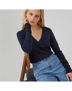 Базовый джемпер с V-образным вырезом синий Laredoute