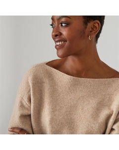 Пуловер вырез-лодочка бежевый La redoute collections