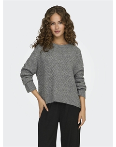 Пуловер с круглым вырезом и длинными рукавами серый Jdy