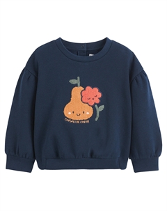 Свитшот из мольтона с круглым вырезом с принтом груши и цветы синий Laredoute