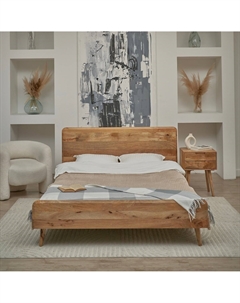 Кровать из отборного массива манго бежевый Laredoute