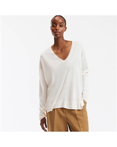 Джемпер тонкой вязки с V-образным вырезом бежевый La redoute collections