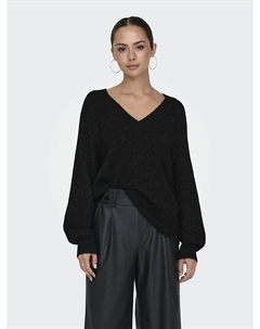 Пуловер с V-образным вырезом черный Jdy