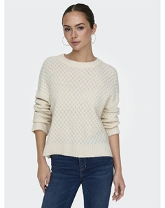 Пуловер с круглым вырезом и длинными рукавами бежевый Jdy