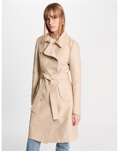 Тренч длинный с поясом бежевый Laredoute