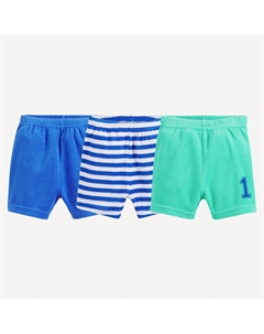 Комплект из трех трусов из махровой ткани с преобладанием хлопка синий Laredoute