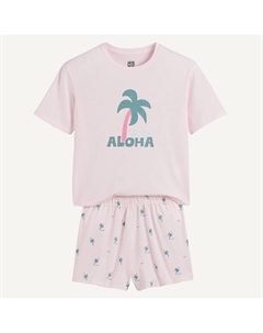 Хлопковая пижама с шортами розовый La redoute collections